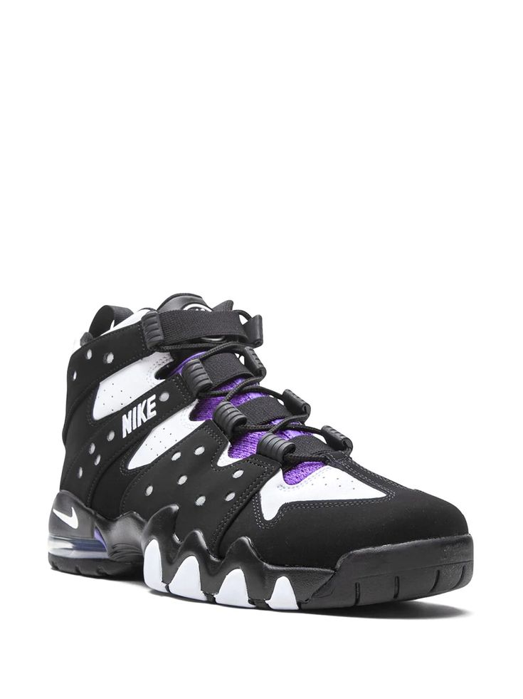 Shop Nike Air Max 2 CB '94 sneakers with Express Delivery - FARFETCH Air Max 2, Nike Air Max 2, Nike Air Max White, Black Pure, Retro Shoes, Retro Sneakers, Purple Leather, Nubuck Leather, White Nikes