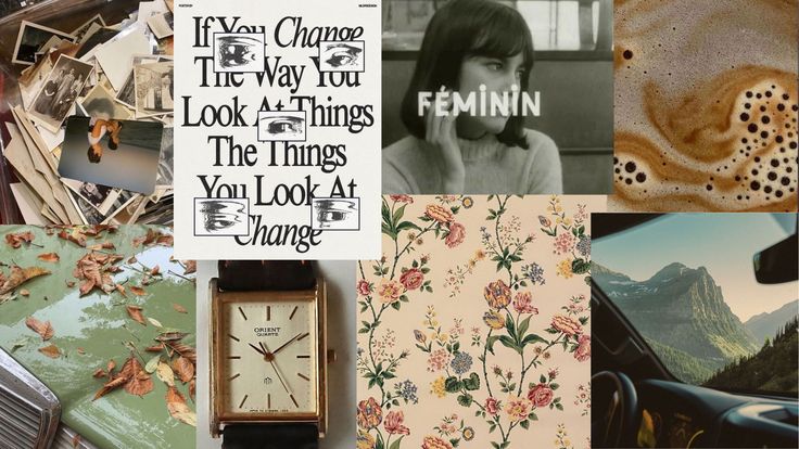 a collage of photos with different things in the background and words written on them