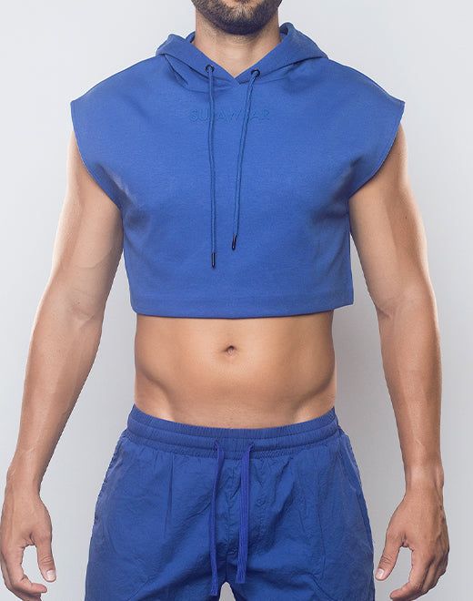 Dare to rock urban style with a touch of athletic grace in the Supawear Cropped Hoodie. Crafted for ultimate comfort, it features a plush, breathable cotton/poly blend that feels like a second skin. Its sleek fit guarantees a sharp look, while the hood brings an edgy edge. Perfect for the gym or a night out, this cropped hoodie is a must-have. Fit: 3/4 Cropped Hoodie Great For: All day and night comfort and confidence Campaign model is 176cm/76kg wearing a size M The product model is 189cm/87kg wearing a size M Features: Three-quarter cropped fit to show off your body and stand out from the crowd Soft and breathable cotton blend so you feel fresh throughout the day Spacious hoodie with adjustable drawstring so you control the vibe Material: 51% Cotton / 49% Polyester 3/4 CROPPED FIT SOFT A Cotton Athleisure Activewear With Double-lined Hood, Blue Hoodie With Relaxed Fit For Sports, Blue Relaxed Fit Sports Hoodie, Blue Relaxed Fit Hoodie For Sports, Relaxed Fit Sports Top With Double-lined Hood, Blue Hip Hop Hoodie For Sports, Double-lined Hoodie For Gym, Functional Blue Hoodie With Drawstring Hood, Blue Functional Hoodie With Drawstring Hood