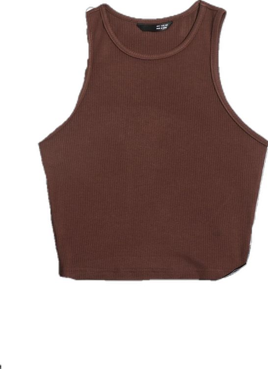 Trendy Brown Sleeveless Crop Top, Solid Color Summer Workout Tops, Basic Cotton Crop Top For Workout, Casual Solid Color Crop Top For Summer, Casual Solid Crop Top For Summer, Casual Brown Sleeveless Crop Top, Brown Summer Workout Tops, Casual Cotton Crop Top For Workout, Cropped Summer Workout Top