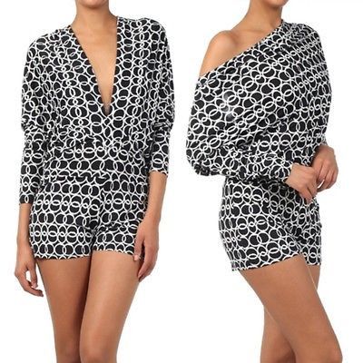 Romper Sexy Black White Multi Way Off Shoulder Sexy Printed New Womens Flirty V-neck Bodysuit For Party, Flirty V-neck Bodysuit For Summer, Summer V-neck Bodysuit For Club, Chic V-neck Bodysuit For Going Out, Chic V-neck Bodysuit For Date Night, Glamorous V-neck Jumpsuits And Rompers For Date Night, Summer Party V-neck Bodysuit, V-neck Bodysuit For Summer Night Out, Summer V-neck Jumpsuits And Rompers For Night Out