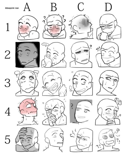 the stages of facial expression in an anime character's face and how to draw it