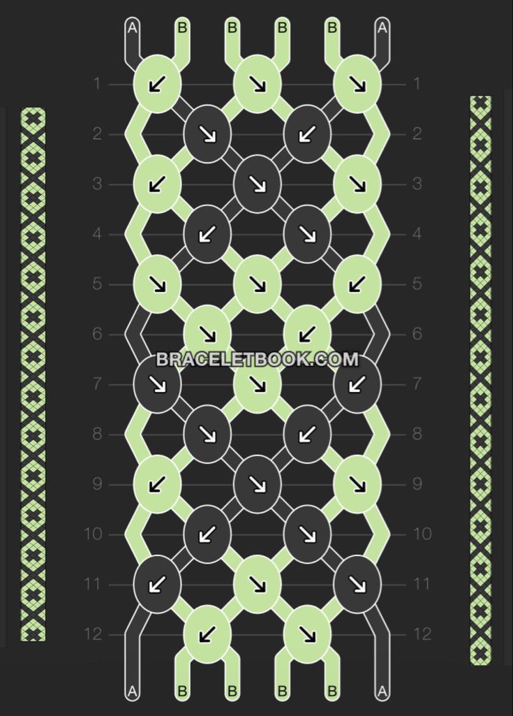 an image of a pattern with arrows and circles in green, black and white colors