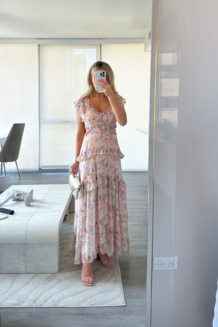 spring dress, floral wedding guest dress, spring outfit, vacation outfit, Garden Wedding Guest Dress Summer, Destination Wedding Guest Dress Beach, Wedding Guest Outfit Uk, Abroad Wedding Guest Outfit, Baptism Guest Outfit Women, Engagement Proposal Outfits For Her, Boho Chic Wedding Guest Outfit, Destination Wedding Dress Guest, Spring Wedding Outfits For Guest