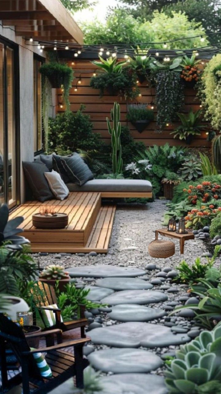 Home decoration Garden Terrace Ideas Patio, Garden Design For Small Spaces, Small Tranquil Garden Ideas, Tiny Back Patio, Outdoor Garden Patio, Tiny Home Garden, Relaxing Garden Spaces, Eco Garden Ideas, Small Garden Patios