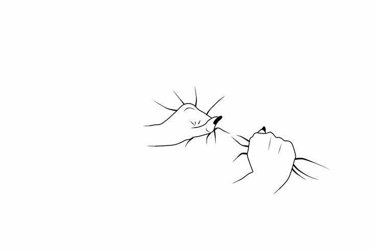 a drawing of two hands touching each other's fingers with their fingertipss together