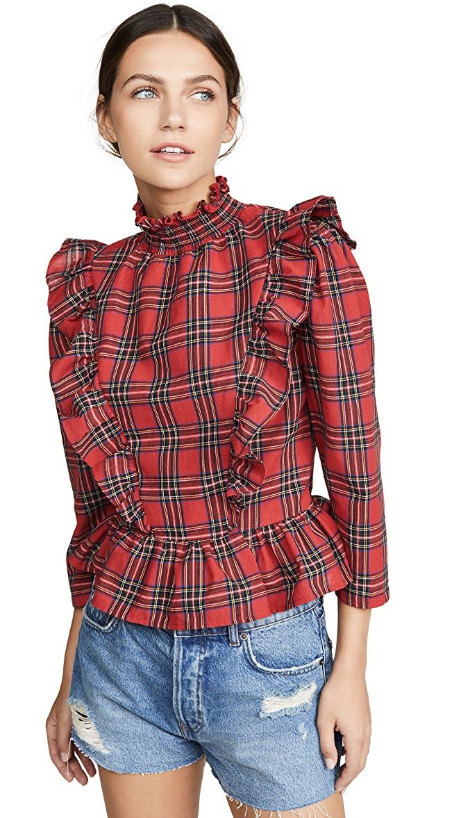 ENGLISH FACTORY Tartan Ruffled Top | SHOPBOP | New To Sale, Up to 70% on New Styles to Sale Plaid Top Outfit, English Factory, Ruffled Top, Top Outfit, Plaid Top, Peplum Blouse, Plaid Design, Plaid Tops, China Fashion