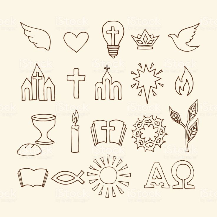 Biblical Symbols, Catholic Symbols, Christian Drawings, Bible Drawing, Doodle Vector, Jesus Drawings, Bible Doodling, Christian Symbols, Religious Symbols