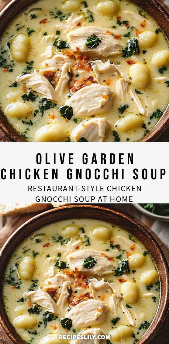 two bowls filled with chicken gnocchi soup and garnished with spinach