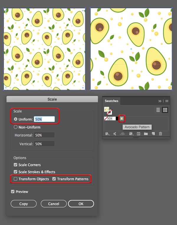 the avocado pattern in photoshopped