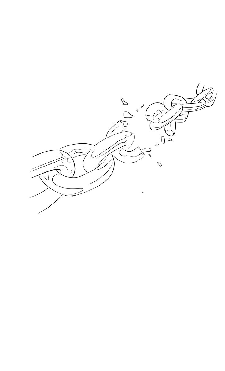 a line drawing of a chain being pulled by a person on a skateboard in the air