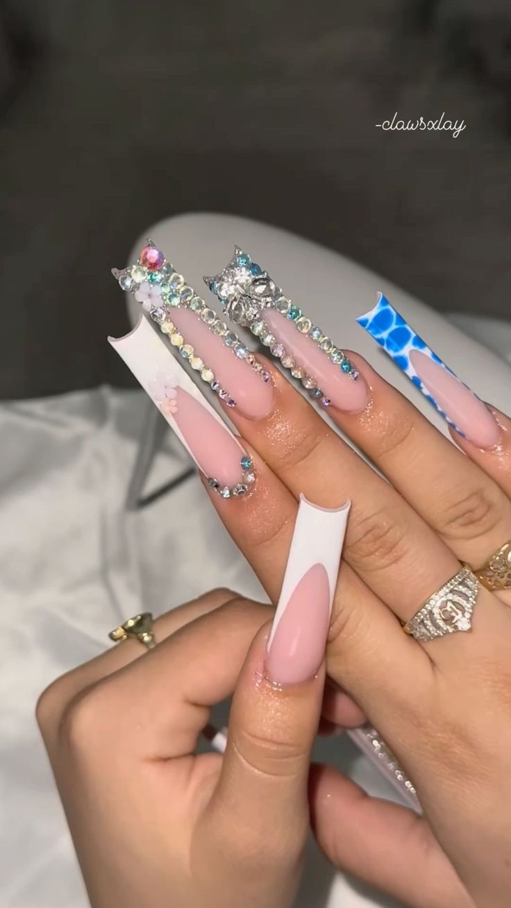 Punk Nails, Pink Ombre Nails, Colored Acrylic Nails, Her Nails, Simple Acrylic Nails, Dope Nail Designs, Exotic Nails, Long Acrylic Nails Coffin, Acrylic Nails Coffin Pink