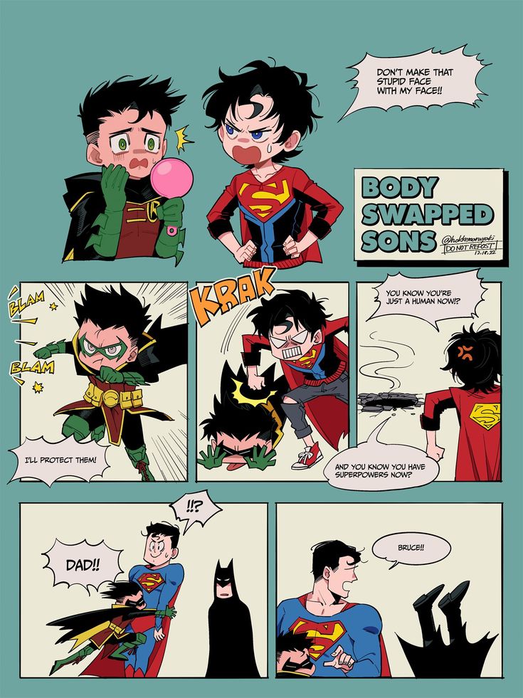 some comics are being used to describe the differences between superman and robin wayne in this comic