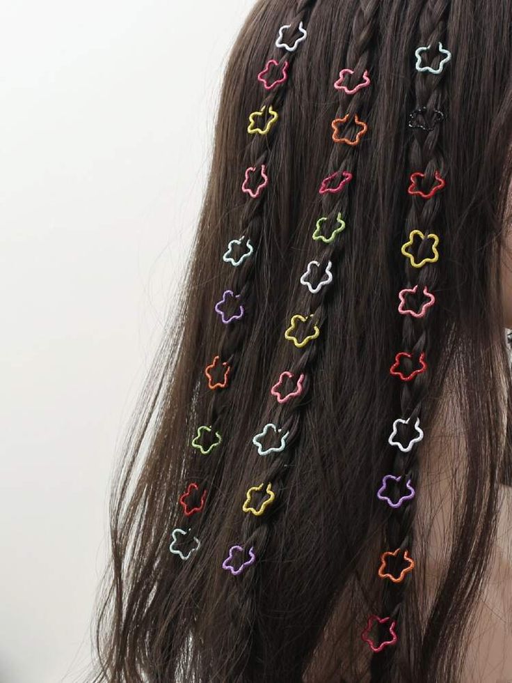 Free Returns ✓ Free Shipping✓. 30pcs Star Design Hair Ring- Hair Clips at SHEIN. Hair Braid Rings, Hair Cuffs, Star Hair, Hair Rings, Aesthetic Hair, Pretty Hairstyles, Lany, Hair Looks, Hair Tutorial