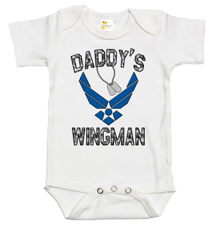 Rapunzie's cute and spirited Baby Onesie with the recognizable American Air Force insignia! Your child will be comfortable and stylish in this onesie because it is made with love from 100% cotton. It's appropriate for all seasons thanks to its basic white color and short sleeves.The eye-catching graphic design on this onesie is its best feature. The iconic United States Air Force logo, which stands for honor, valor, and loyalty, is boldly displayed on the front. The logo's finely crafted element Cotton Onesie With Letter Print For Playtime, White Cotton Bodysuit With Character Print, Blue Cotton Onesie With Character Print, Cotton Short Sleeve Bodysuit With Character Print, Cotton Bodysuit With Character Print And Short Sleeves, Unisex Cotton Onesie With Character Print, Cotton Onesie With Name Print, White Pre-shrunk Cotton Onesie, Cotton Onesie With Character Print