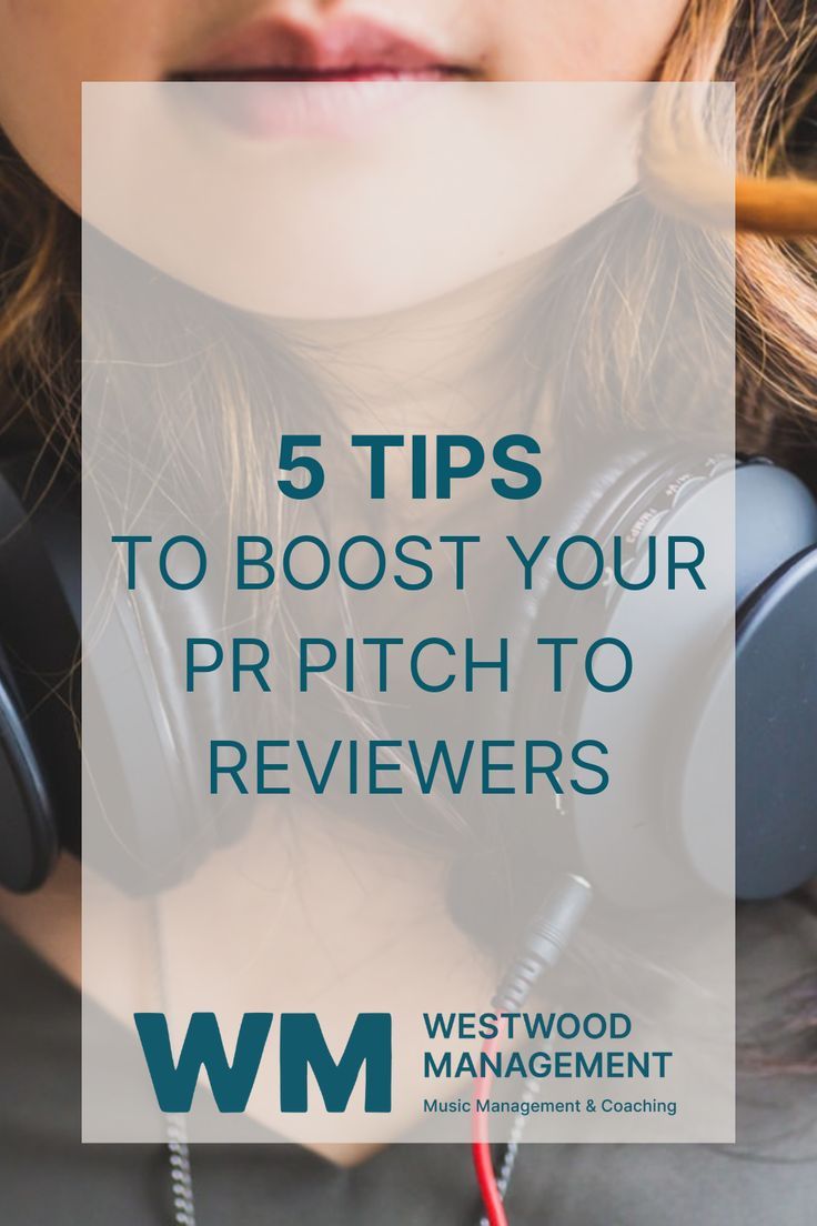 a woman wearing headphones with the words 5 tips to booster your pr pitch to review