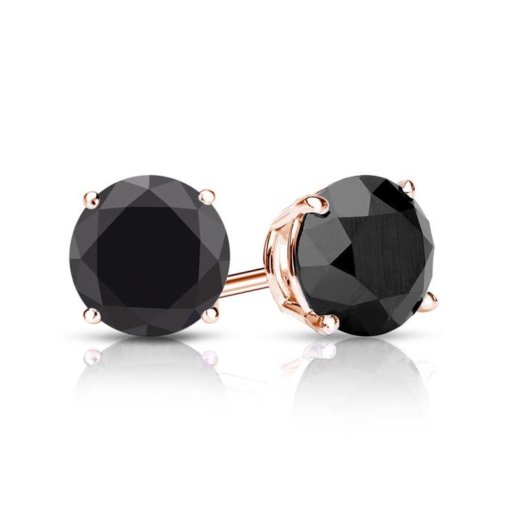 Black diamond stud earrings are a modern trend on a timeless fashion staple. These 2 carat tw black diamond studs are bold, with each round circle cut diamond earring weighing 1 carat each. Set in a 4-prong basket setting, available with lever back or push backings set in 14kt Rose Gold for a perfect compliment of tones to set off the rich colors making these rose gold stud earrings a perfect lasting gift. Mens Earring, Mens Earrings, Black Diamond Pendant, Black Diamond Earrings Studs, Black Diamond Studs, Round Diamond Earrings, Halo Diamond Earrings, Black Diamond Earrings, Diamond Earrings Studs Round