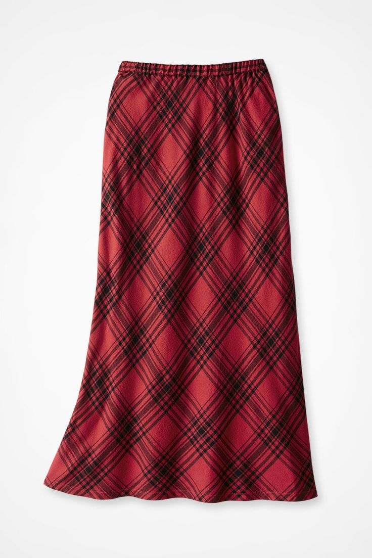 Light and graceful in a bias-cut plaid, our twill skirt sweeps through the season with a hint of festive flair. | Women's Plaid Alpine Retreat Woven Skirt - Dover Red/Black - XS Sweater Knit Skirt, Skirt Images, Twill Skirt, Tartan Skirt, Plaid Pullover, Plus Size Skirts, Knit Skirt, Petite Size, Womens Plaid