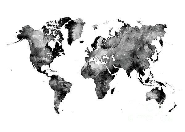 a black and white map of the world