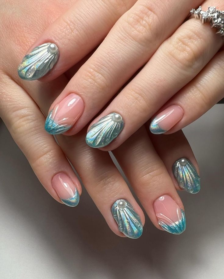 Lexi | Didn’t you hear?? It’s mermaid nail summer!! 🧜🌊🪸 . . . #nails #art #nailart #nailinspo #mermaidnails #chromenails #holographicnails… | Instagram Mermaid Effect Nails, Mermaids Nails, Mermaid Nails Short, Nails 2023 Trends Mermaid, Mermaid Short Nails, Short Mermaid Nails, Mermaid Nail, The Little Mermaid Nails, Purple Mermaid Nails