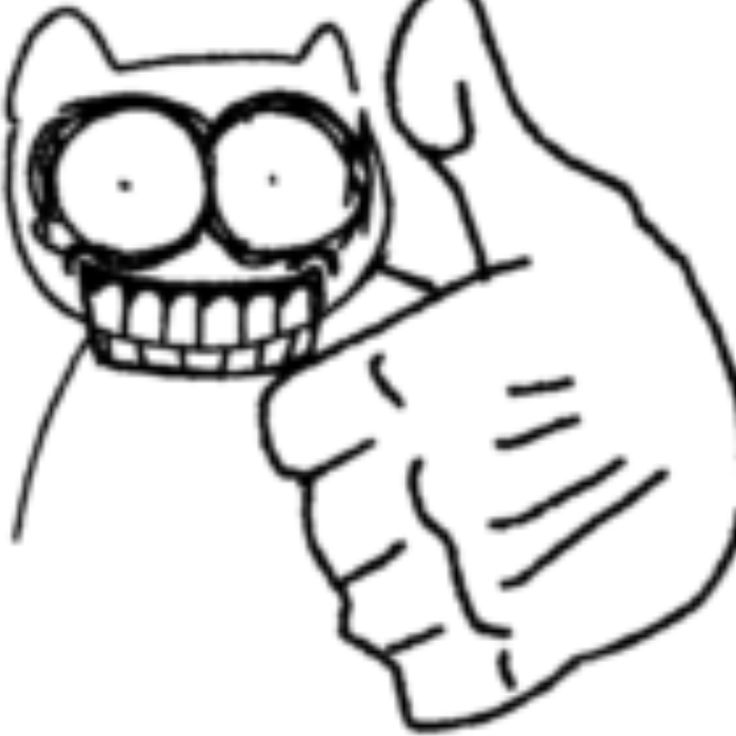 a drawing of a cartoon character giving the thumbs up sign with his hand and eyes open