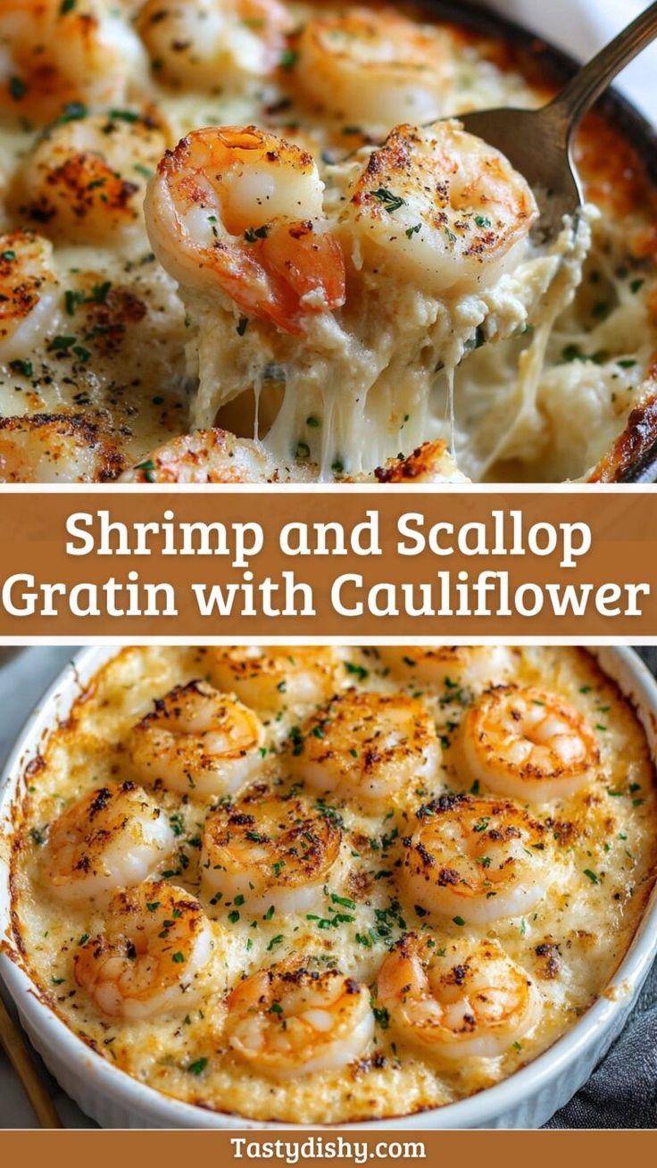 shrimp and scallop gratin with cauliflower