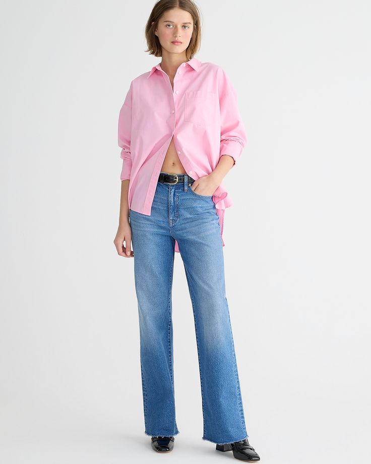 J.Crew: Full-length Slim Wide-leg Jean In Lakeshore Wash For Women Wide Leg Denim, Online Purchase, Denim Women, Leg Jeans, Fashion News, J Crew, Full Length, New Arrivals, Wide Leg