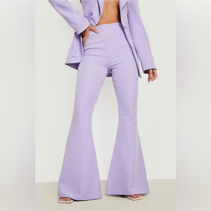 Never Worn Chic Full Length Purple Bottoms, Purple Bottoms For Spring Party, Purple Party Bottoms For Spring, Chic Purple Long Pants, Full Length Purple Pants For Spring, Chic Purple Party Bottoms, Spring Purple Full-length Pants, Chic Purple Bottoms For Party, Purple Pants For Spring Night Out