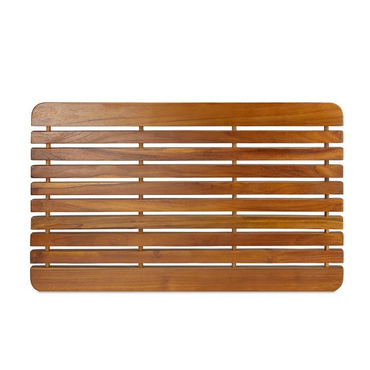 a wooden slatted surface with horizontal lines on the top and bottom, against a white background