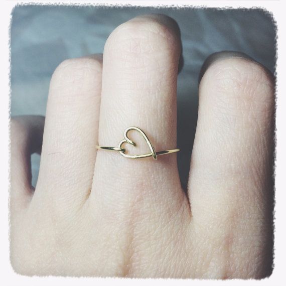 Sterling Silver Heart Ring/gold filled heart by BeadsLearnToRock Heart Wire Ring, Heart Ring Gold, Wire Heart, Unique Handcrafted Jewelry, Ring Wire, Silver Heart Ring, Ring Heart, Gift Friend, Knuckle Ring