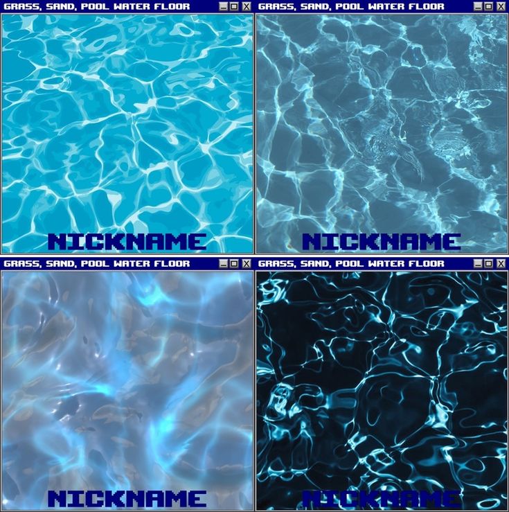 four different types of water that are blue