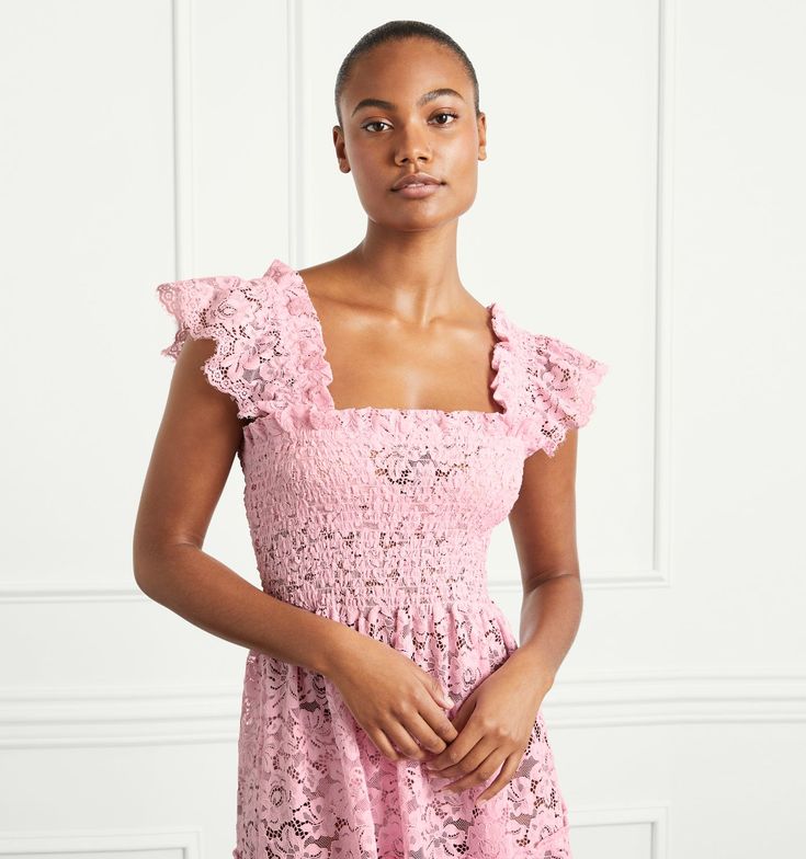 The Collector's Edition Ellie Nap Dress - Pink Lace – Hill House Home Hill House Home, Nap Dress, Signature Styles, Tiered Midi Skirt, Blue Tulle, Lace Silk, Hill House, Black Tulle, Pink Tulle