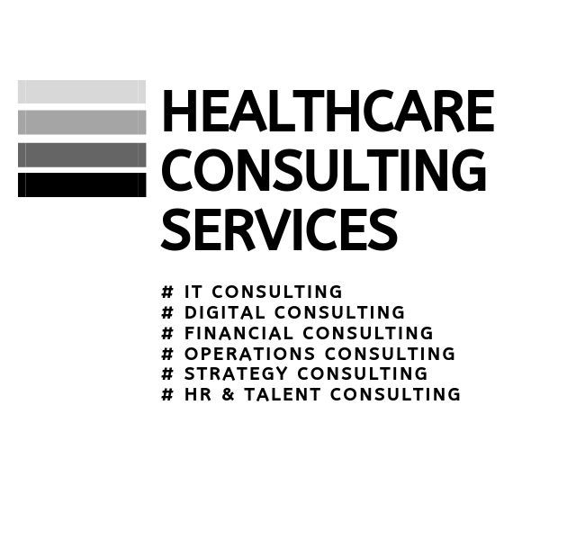 the health care consulting services brochure is shown in black and white with an image of