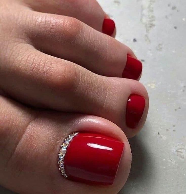 Red Toenails, Feet Nail Design, Pedicure Designs Toenails, Pedicure Nail Designs, Gel Toe Nails, Acrylic Toe Nails, Toe Nail Color, Pretty Toe Nails, Cute Toe Nails