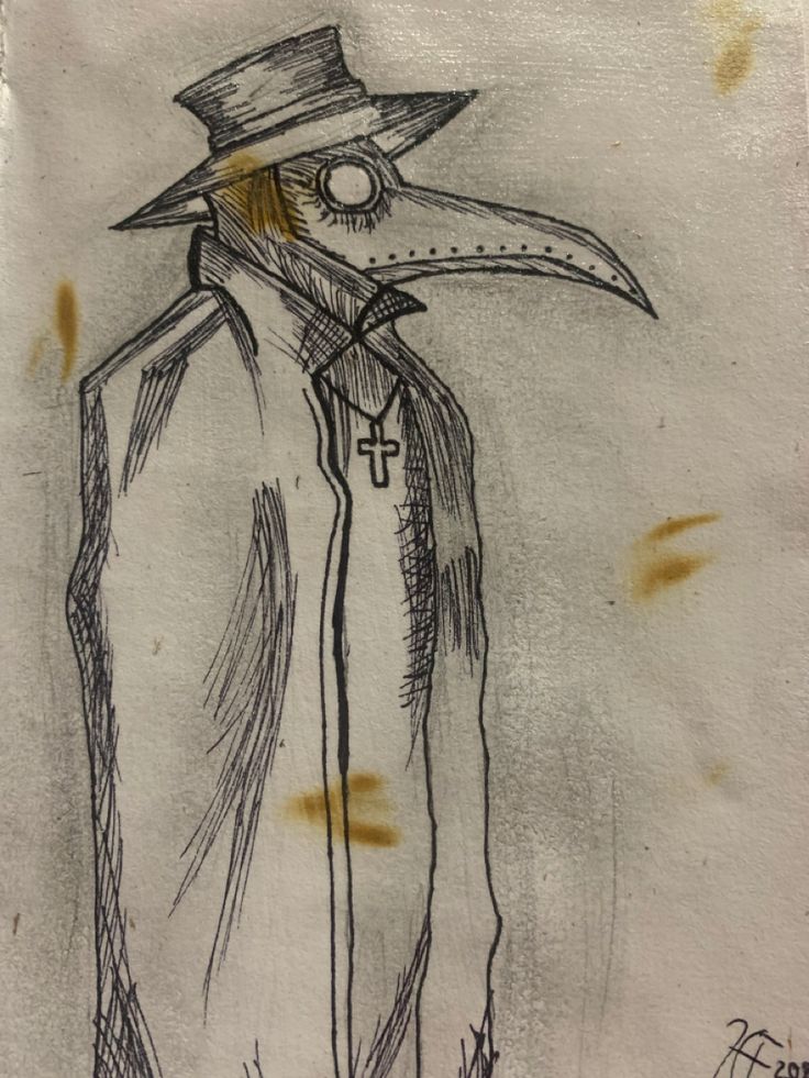 a drawing of a bird wearing a hat