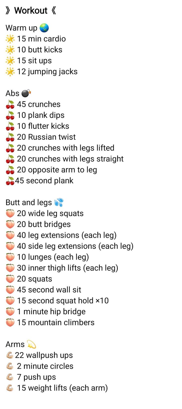 the workout plan is shown with instructions for how to do it and what to use it