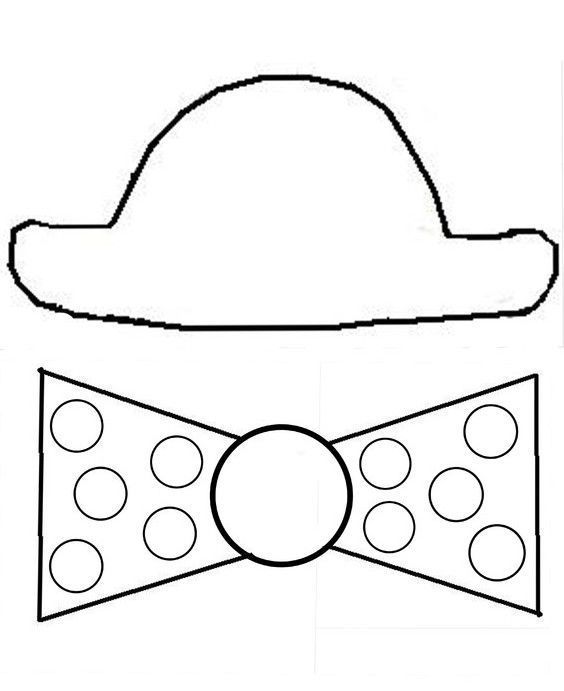 a drawing of a hat with a bow tie