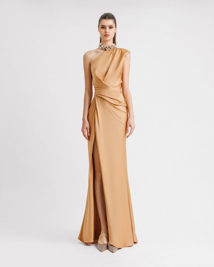 One-Shoulder Draped Dress Jumpsuit And Jacket, One Shoulder Drape Dress, Draped Corset, Evening Dresses Online, Long Evening Dress, Draped Dress, Evening Dresses Long, Pre Fall, In Bloom