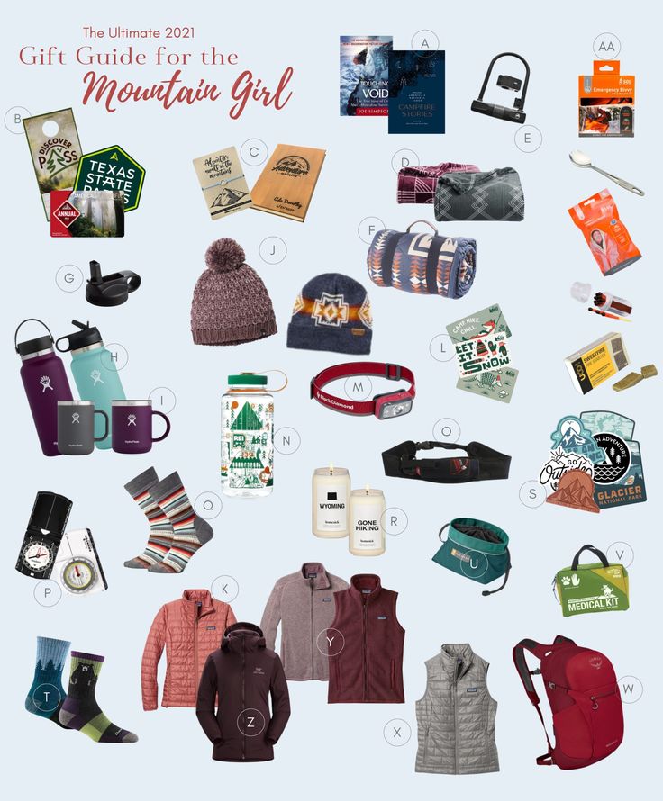 Gifts For Outdoors People, Mountain Gift Basket, Nature Lover Gift Ideas, Ski Basket Gift Ideas, Gift Ideas For Hikers, Gifts For Granola Friends, Gift Ideas For Nature Lovers, Gifts For Adventurers Women, Hiking Gifts Women