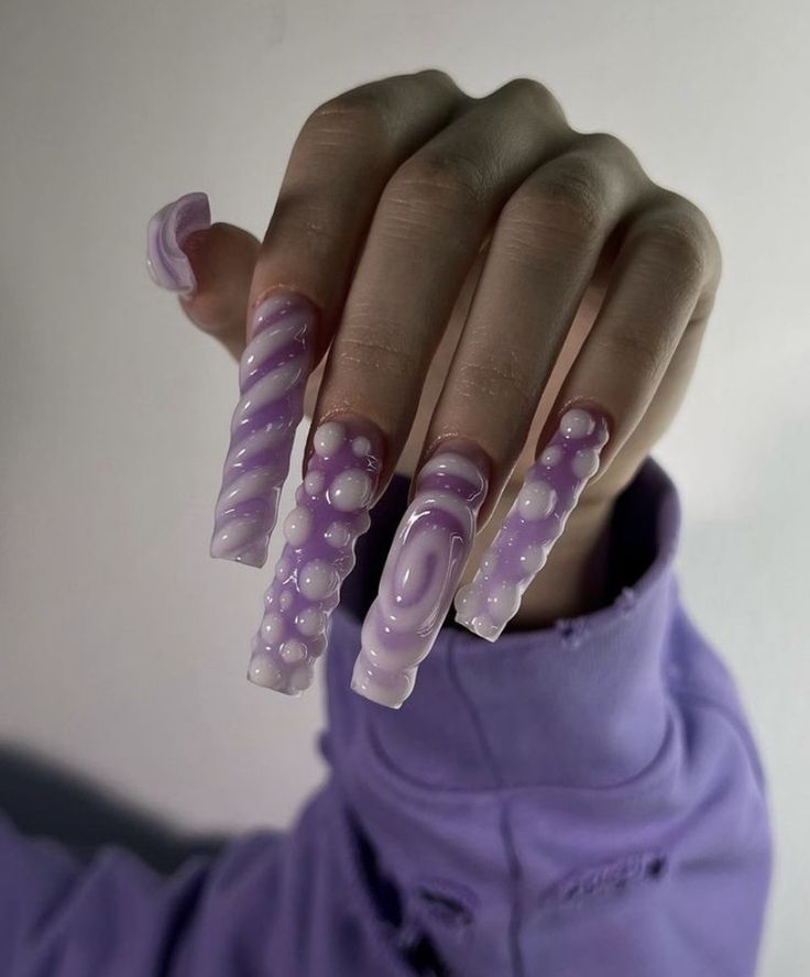 Junk Nail Designs, Purple Nail Art, Edgy Nails, Purple Nail, Acrylic Nails Coffin Pink, Unique Acrylic Nails, Get Nails, Fire Nails, Bling Nails