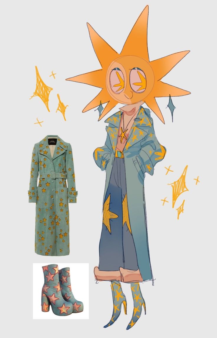 an image of a cartoon character with stars on it's clothes and boots,