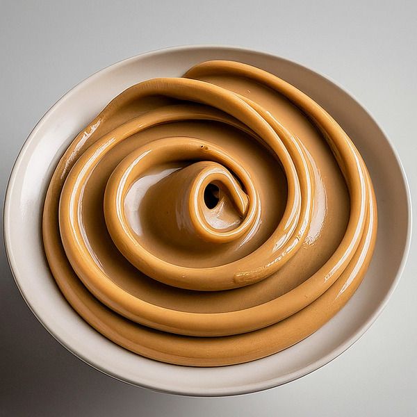 a white bowl filled with liquid on top of a table