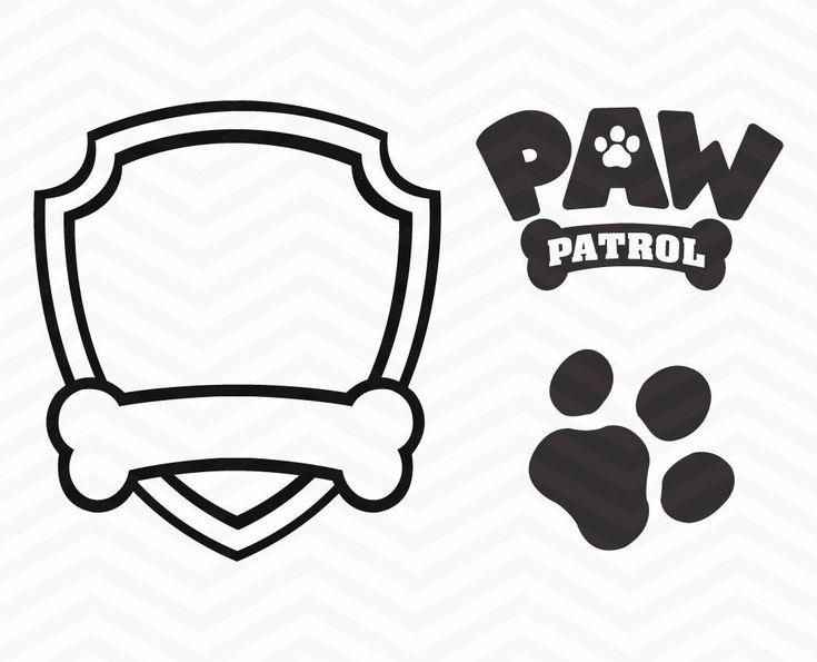 the paw patrol logo is shown with a dog's paw and a bone on it