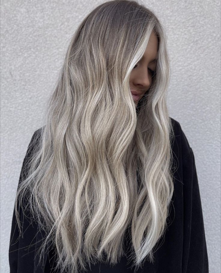 Cool Blonde Hair Balayage, Ash Lived In Blonde, Root Smudge Ash Blonde, Ash Dimensional Blonde, Ashy Roots Blonde Hair, Ashy Blonde Hair With Money Piece, Cool Dimensional Blonde, Icy Ash Blonde Hair Balayage, Level 7 Ash Blonde