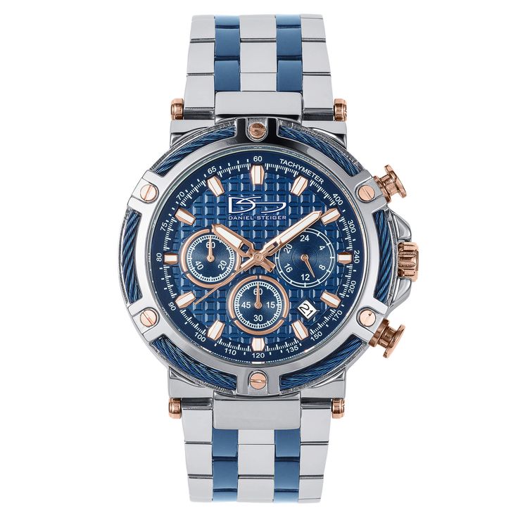 Regal Men's Watch Blue Watch Accessories With Metal Dial, Blue Chronograph Watch With Stopwatch, Elegant Blue Chronograph Watch With Metal Dial, Blue Stainless Steel Chronograph Watch, Luxury Blue Watches With Metal Dial, Stainless Steel Band, Steel Blue, Quartz Movement, Stainless Steel Bracelet