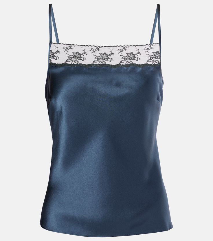 Aries silk camisole in blue - SIR | Mytheresa Silk Cami Top With Built-in Bra, Silk Camisole With Built-in Bra, Silk Cami Tank Top With Built-in Bra, Silk Camisole With Built-in Bra And Spaghetti Straps, Silk Tops With Adjustable Straps For Night Out, Silk Tank Top With Built-in Bra For Night Out, Chic Silk Camisole With Built-in Bra, Fitted Silk Top With Spaghetti Straps, Fitted Silk Camisole With Built-in Bra