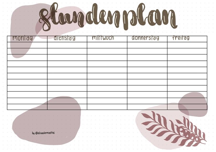 a printable planner with leaves and the words,'slundenplan '