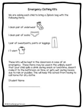 an emergency clothing kit with instructions to help children learn how to use the items in this activity