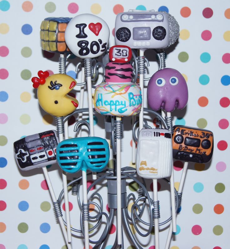 80s Cake Pops, 80s Cake, 80s Birthday, 80s Birthday Parties, 80s Decor, 80s Theme Party, 80s Theme, 90s Party, 80s Party