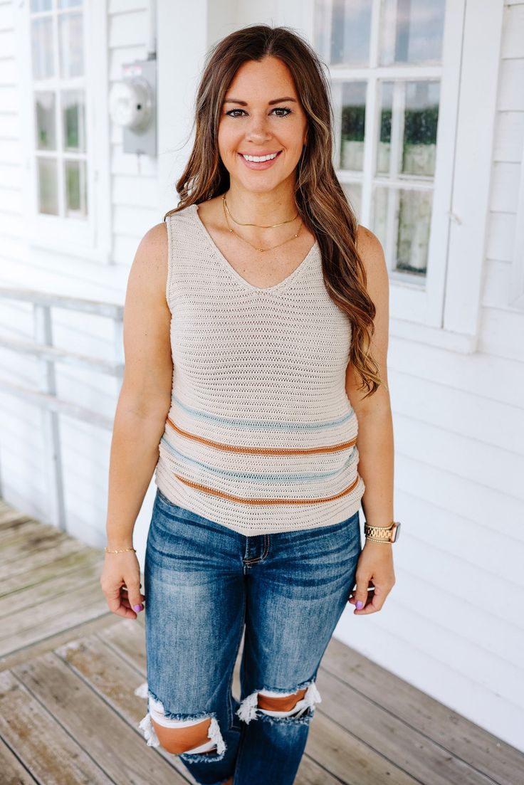 STRIPE DETAIL SWEATER TANK Fits true to size, model is a S/M shown in a size small. 100% COTTON Swimsuit Sale, Flying Monkey Jeans, Cropped Flare Jeans, Detailed Sweater, Judy Blue Jeans, Sweater Tank, Short Leggings, Active Wear Leggings, Mid Rise Jeans